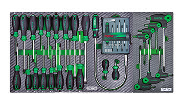 W/7-Drawer Tool Trolley - 413 PCS Mechanics Tool Set (BUMPER SERIES) GRAY - Stainless Steel Worktop