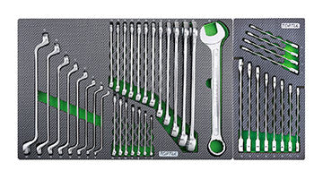 W/7-Drawer Tool Trolley - 413 PCS Mechanics Tool Set (BUMPER SERIES) GRAY - Stainless Steel Worktop
