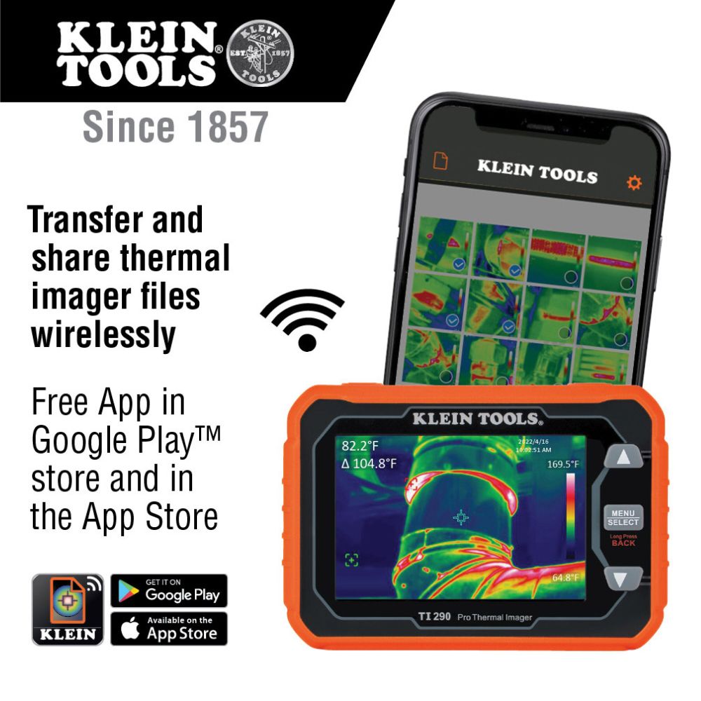 Klein Tools Rechargeable Pro Thermal Imaging Camera 76800 Pixels Wi Fi Data Transfer