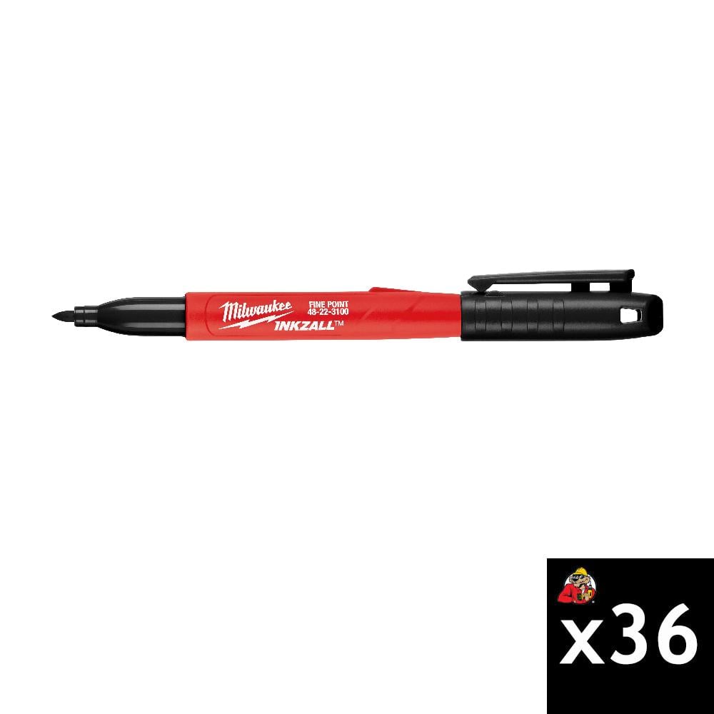 Milwaukee INKZALL Black Fine Point Marker 36 Pieces Bulk