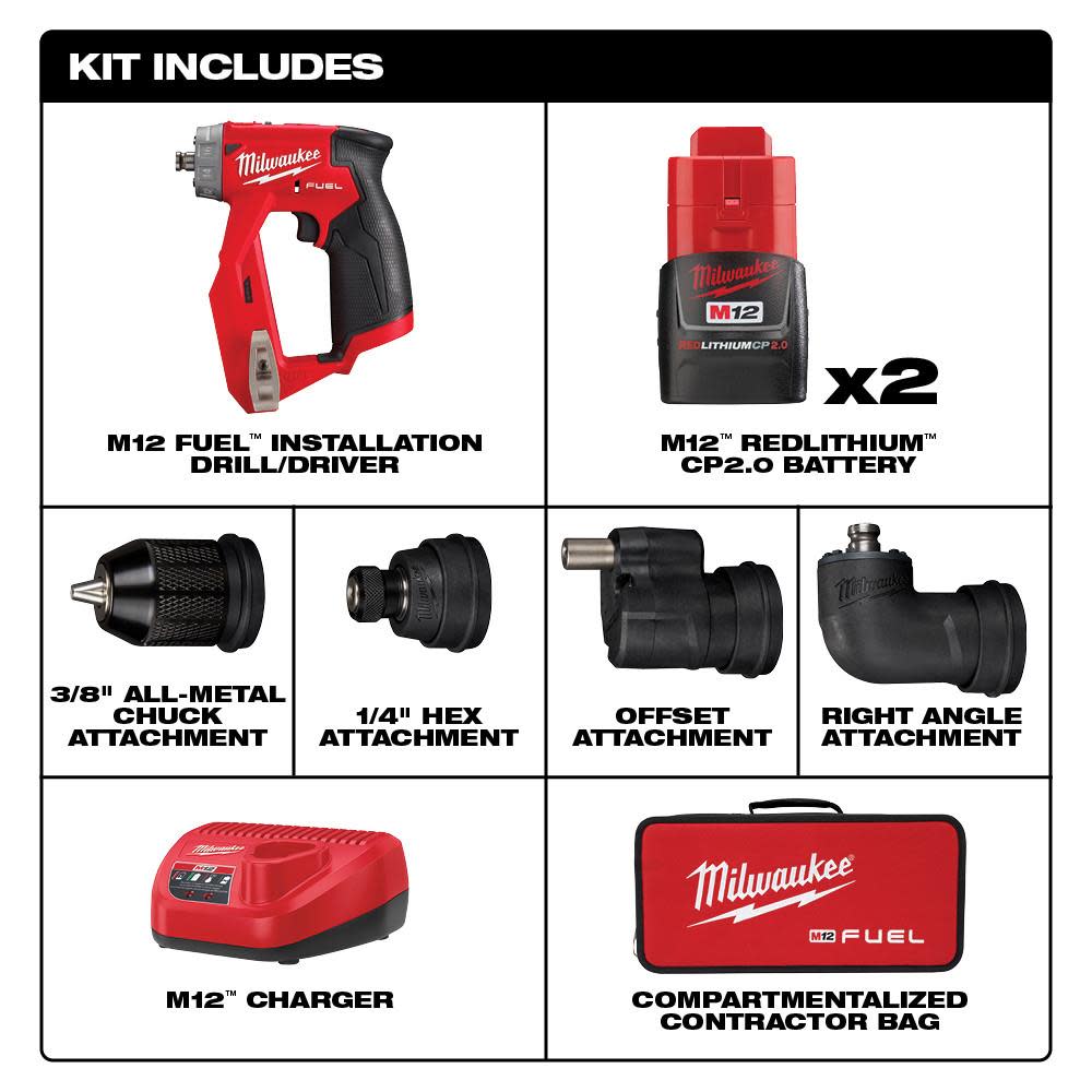 Milwaukee M12 FUEL Installation Drill/Driver Kit PACKOUT Low-Profile Organizer 60pc SHOCKWAVE Drill Bit Set & 23pc Titanium Drill Bit Set
